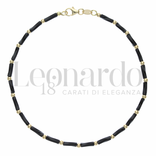con Perline nere in Oro Giallo da 2gr.