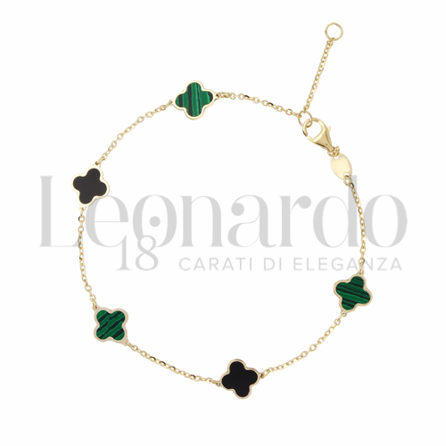 18 cm con riduzione a 16 cm con Malachite e Onice in Oro Giallo da 1,6gr.