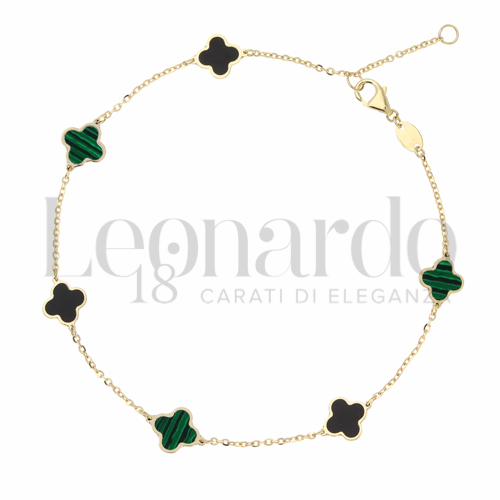 21 cm con riduzione a 19 cm con Malachite e Onice in Oro Giallo da 1,8gr.