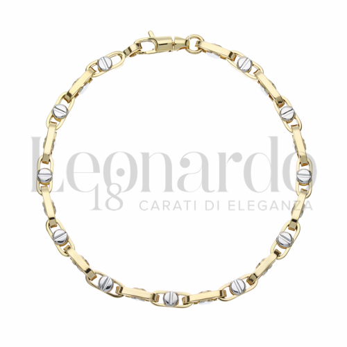 Bracciali Bracciale a Catena Tubolare da Uomo in Oro 18 Carati Lunghezza: 21 cm Misura: 1° 7,4g