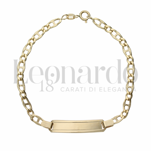 1+1 Satinata con Traversino Maglia in Oro Giallo da 5,2gr.