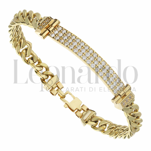 con Pavé di zirconi bianchi in Oro Giallo da 19,7gr.