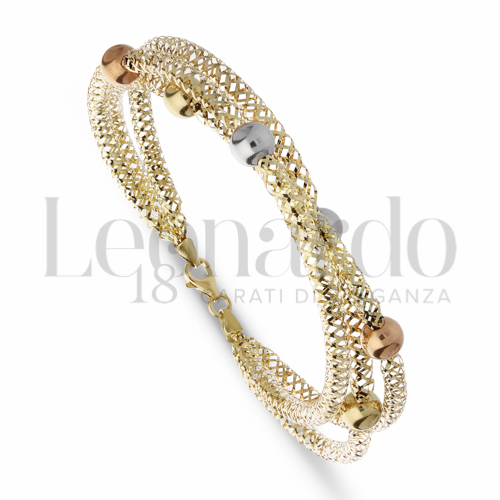 Moschettone a pera in Oro Giallo, Oro Bianco e Oro Rosa da 3,4gr.