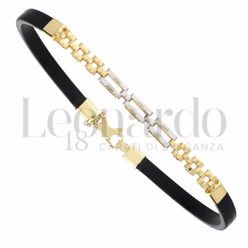 Bracciale Les Poulettes Placcato Oro Con Pietra Ovale Agata Nera - Gioiello Artigianale