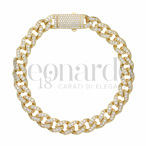 20 cm con Pavé di zirconi bianchi in Oro Giallo da 19,8gr.