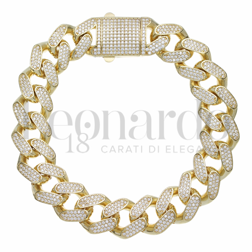 22 cm con Pavé di zirconi bianchi in Oro Giallo da 35,8gr.