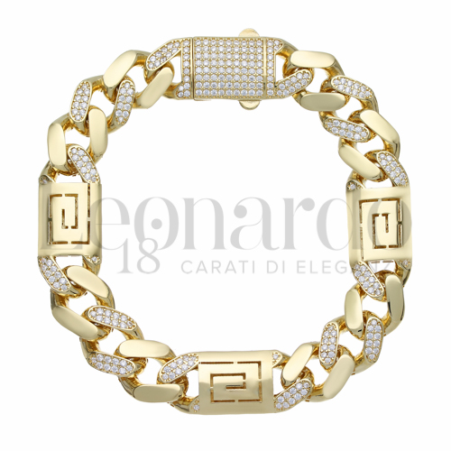 21 cm con Mezzo Pavé di zirconi bianchi in Oro Giallo da 27,8gr.