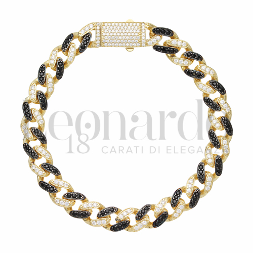 20 cm con Pavè di zirconi Neri e zirconi bianchi in Oro Giallo da 19gr.