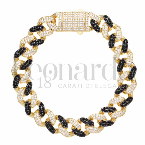 22 cm con Pavè di zirconi Neri e zirconi bianchi in Oro Giallo da 29,5gr.