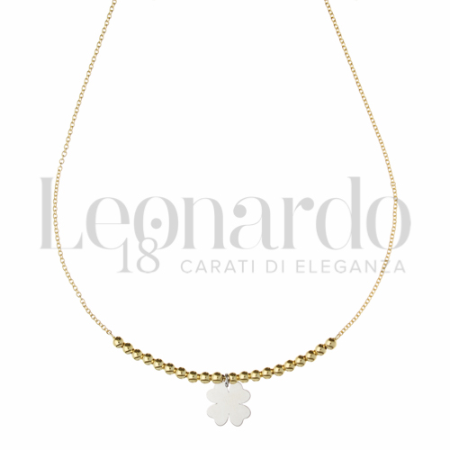 Forma o finitura Quadrifoglio in Oro Giallo e Oro Bianco da 3,3gr.