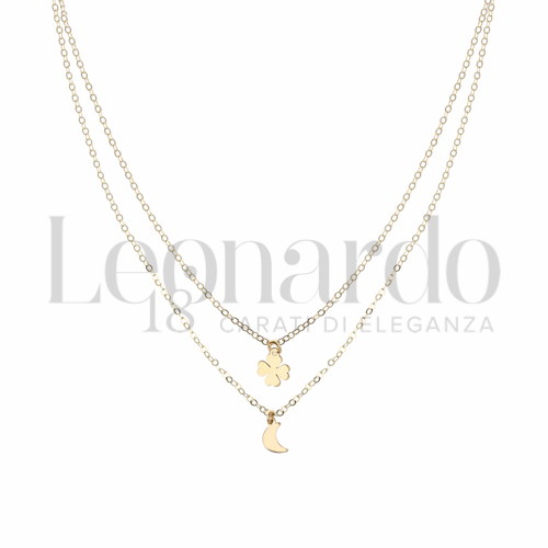 Forma o finitura Quadrifoglio + Luna in Oro Giallo da 2,8gr.