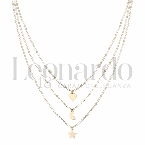 Forma o finitura Cuore, Stella e Luna in Oro Giallo da 3,8gr.