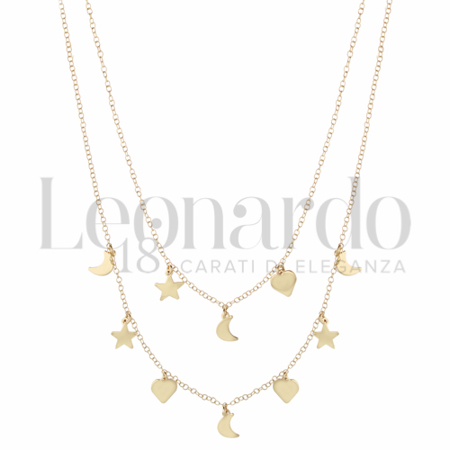 Forma o finitura Cuore, Stella e Luna in Oro Giallo da 4,3gr.