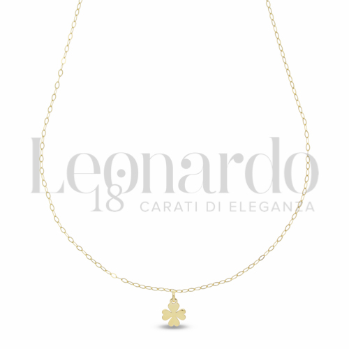 Collane Collana con Mini Charm Pendente da Donna in Oro 18 Carati Misura o modello: Quadrifoglio Lunghezza: 45 cm 0,9g