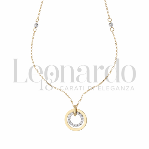 Forma o finitura Tondo con Zircone bianco in Oro Giallo e Oro Bianco da 3,2gr.