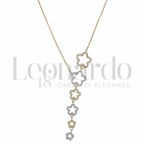 Forma o finitura Fiore con Zircone bianco in Oro Giallo e Oro Bianco da 4,2gr.