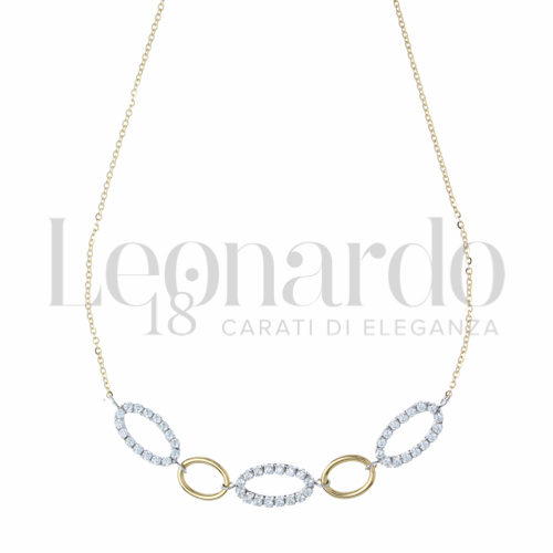 Forma o finitura Ovale con Zircone bianco in Oro Giallo e Oro Bianco da 3,9gr.