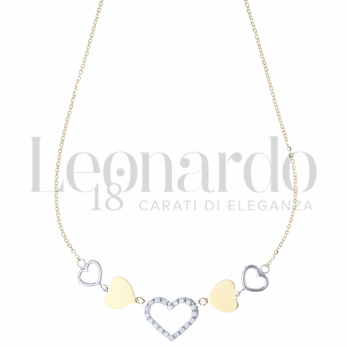 Forma o finitura Cuore con Zircone bianco in Oro Giallo e Oro Bianco da 3,6gr.