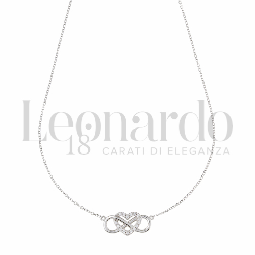 Forma o finitura Cuore + Infinito con Zircone bianco in Oro Bianco da 2,2gr.