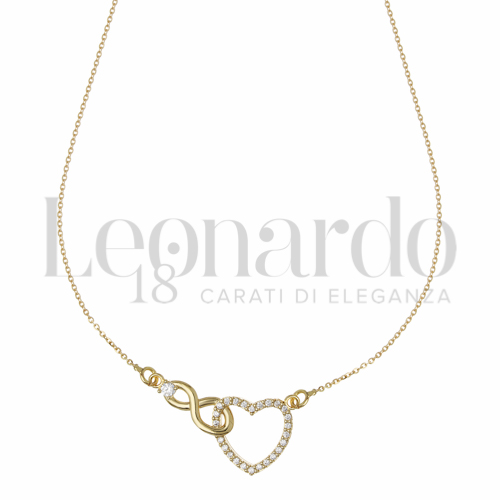 Forma o finitura Cuore + Infinito con Zircone bianco in Oro Giallo da 3,1gr.