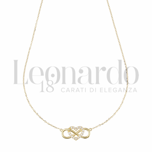 Forma o finitura Cuore + Infinito con Zircone bianco in Oro Giallo da 2,3gr.