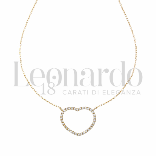 Forma o finitura Cuore con Zircone bianco in Oro Giallo da 3,2gr.