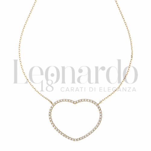Forma o finitura Cuore con Zircone bianco in Oro Giallo da 3,9gr.