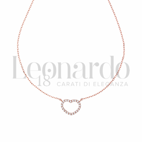 Forma o finitura Cuore con Zircone bianco in Oro Rosa da 2,4gr.