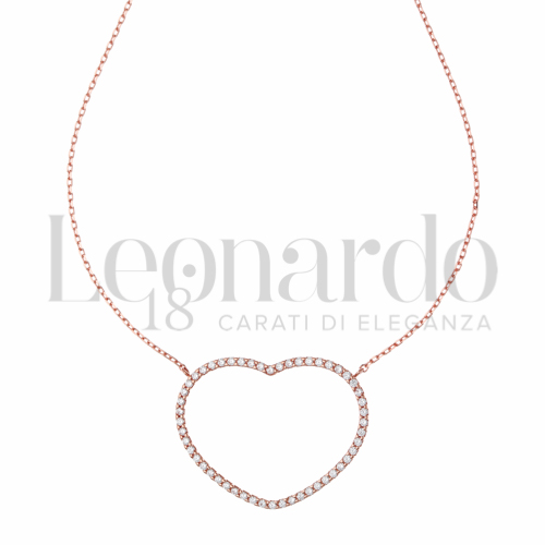 Forma o finitura Cuore con Zircone bianco in Oro Rosa da 4,2gr.