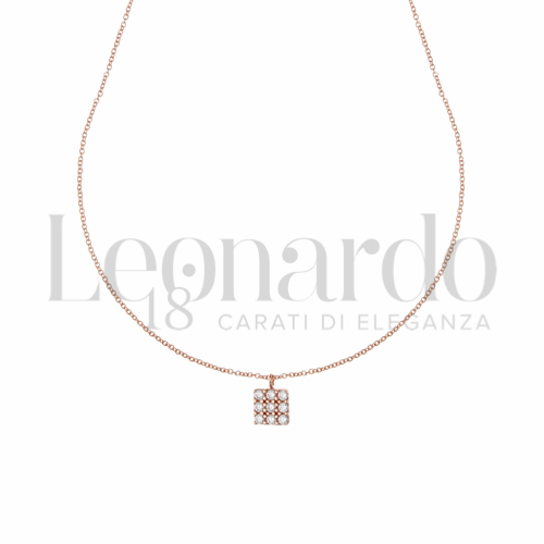 Forma o finitura Quadrato con Zircone bianco in Oro Rosa da 1,4gr.
