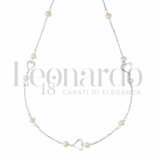 Forma o finitura Cuore con Perla in Oro Bianco da 2,2gr.