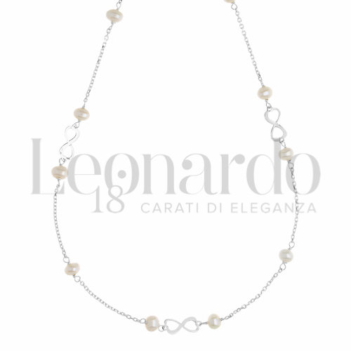 Forma o finitura Infinito con Perla in Oro Bianco da 2,2gr.