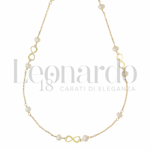 Forma o finitura Infinito con Perla in Oro Giallo da 2,2gr.