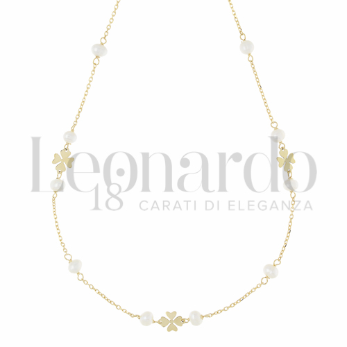 Forma o finitura Quadrifoglio con Perla in Oro Giallo da 2,5gr.