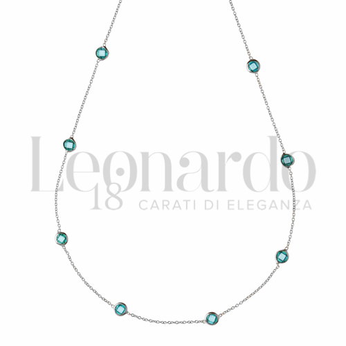 con Pietra blu in Oro Bianco da 2,1gr.