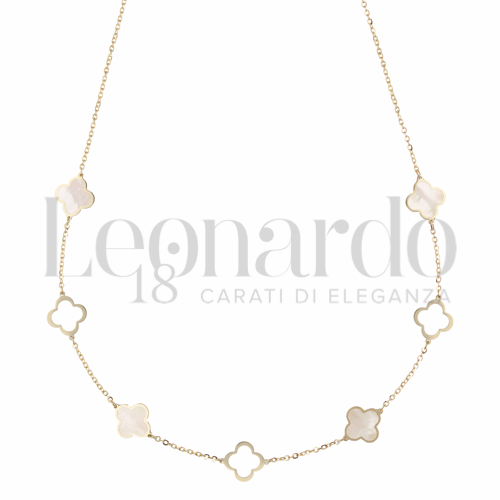 Forma o finitura Quadrifoglio Traforato con Madreperla in Oro Giallo da 2,9gr.