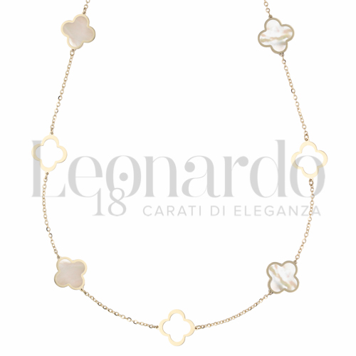 Forma o finitura Quadrifoglio Traforato con Madreperla in Oro Giallo da 3,3gr.