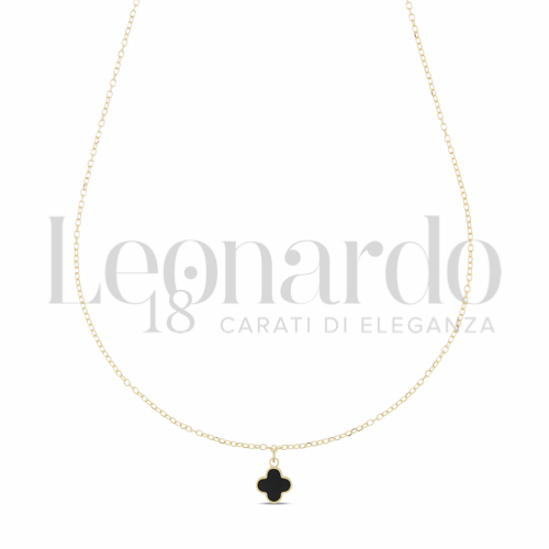 Forma o finitura Quadrifoglio con Onice in Oro Giallo da 1gr.