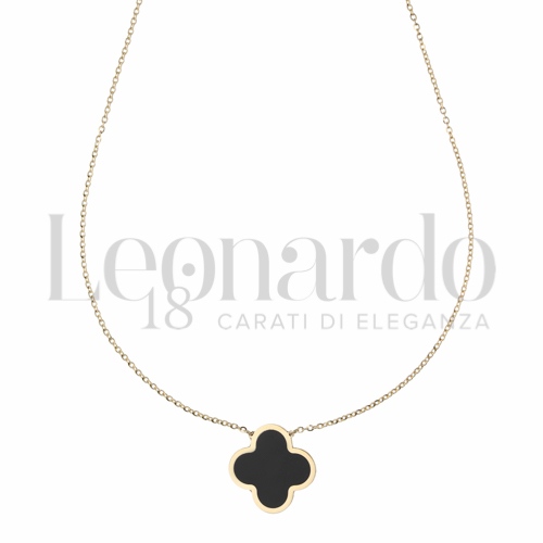 Forma o finitura Quadrifoglio con Onice in Oro Giallo da 2,4gr.