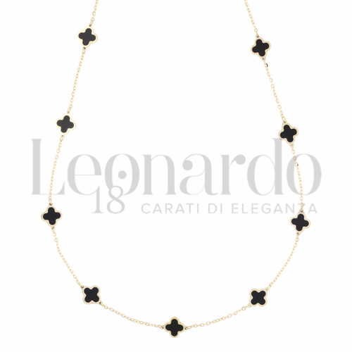 Forma o finitura Quadrifoglio con Onice in Oro Giallo da 2,9gr.