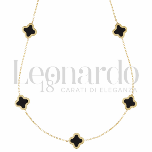 Forma o finitura Quadrifoglio con Onice in Oro Giallo da 3,1gr.