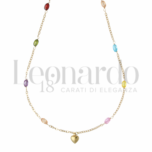 Forma o finitura Cuore con Pietre Colorate in Oro Giallo da 2,1gr.