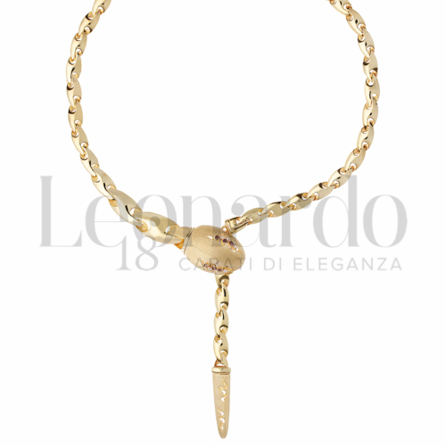 Forma o finitura Satinata con Zirconi bianchi e zirconi Brown in Oro Giallo da 27,2gr.