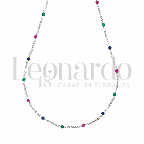 con Spinelli verde, rosso e blu in Oro Bianco da 1,3gr.