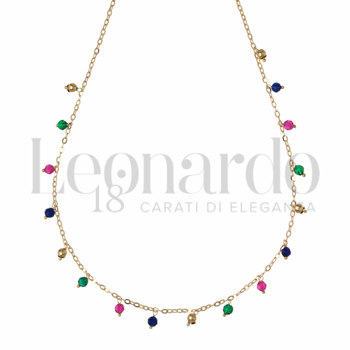 con Spinelli verde, rosso e blu in Oro Giallo da 2,3gr.