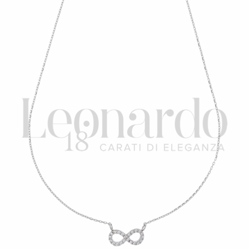 Forma o finitura Infinito con Pavé di zirconi bianchi in Oro Bianco da 1,7gr.