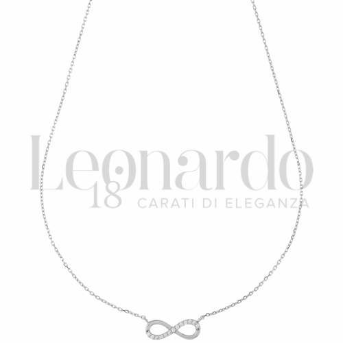 Forma o finitura Infinito con Mezzo Pavé di zirconi bianchi in Oro Bianco da 1,8gr.
