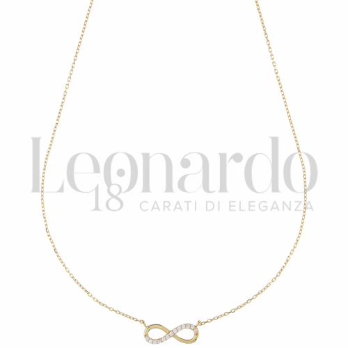 Forma o finitura Infinito con Mezzo Pavé di zirconi bianchi in Oro Giallo da 1,7gr.