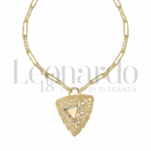 Forma o finitura Triangolo con Zirconi colorati in Oro Giallo da 18gr.