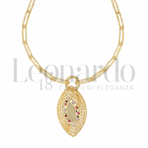 Forma o finitura Rombo con Zirconi colorati in Oro Giallo da 19,3gr.